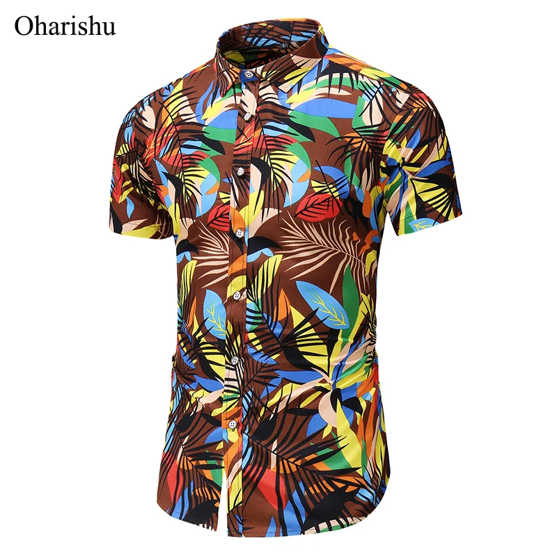 

M-7XL Men's Summer Beach Hawaiian Shirt Brand Short Sleeve Plus Size Floral Shirts Men Casual Holiday Vacation Clothes Camisas
