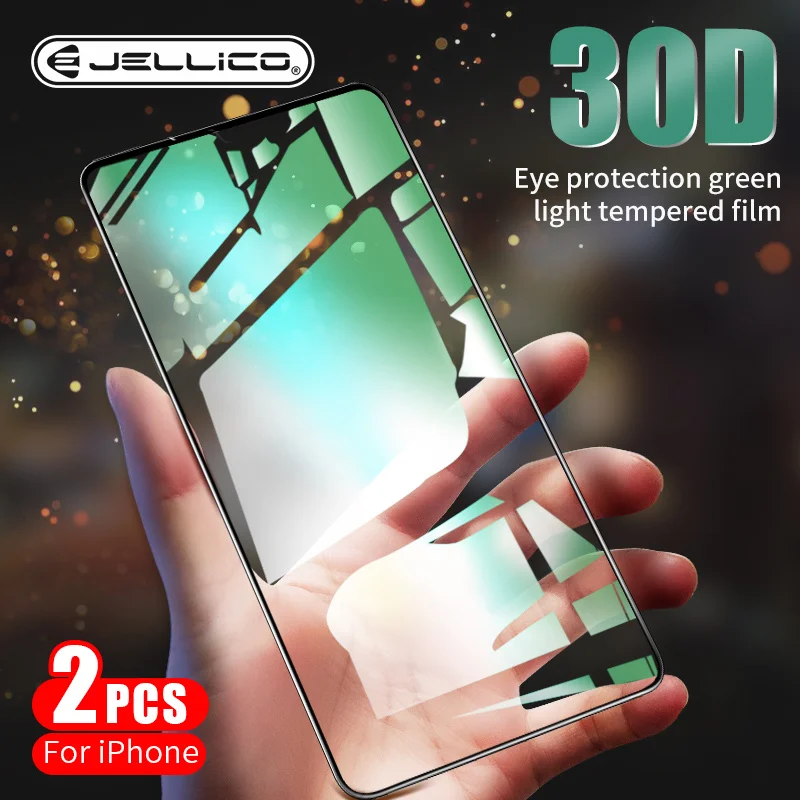 

For iPhone 11 Pro Max Full Screen Protector 0.3mm Eye Protection Green Light Tempered Glass Film For iPhone 7 8 Plus XS