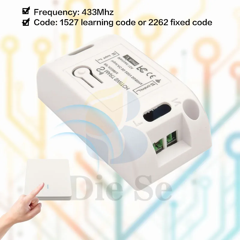 

Diese Wall Light Switch 433Mhz rf 86 wall panel transmitter Switch , AC 110V 220V 10A Relay Receiver Controller, for Light Lamp
