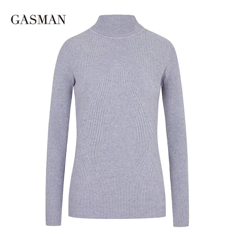 GASMAN 2020 Повседневные вязаные пуловеры с высоким воротником Осень зима Модный