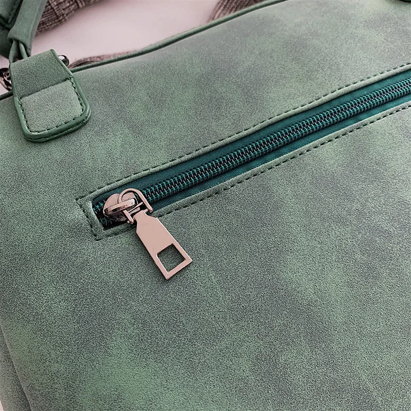 

Matte Women Handbag Scrub Female Shoulder Bags Large Capacity Matcha Green PU Leather Lady Totes Boston Bag for Travel Hand Bags