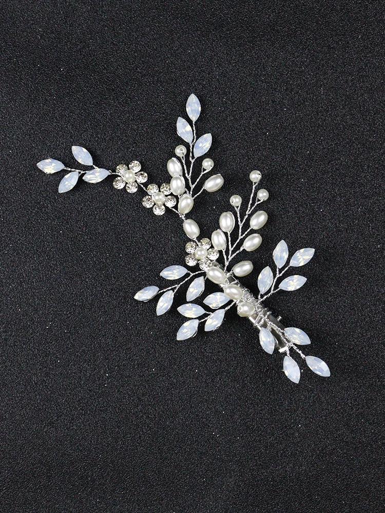 Модные опаловые свадебные заколки для волос Серебряные цветочные шпильки