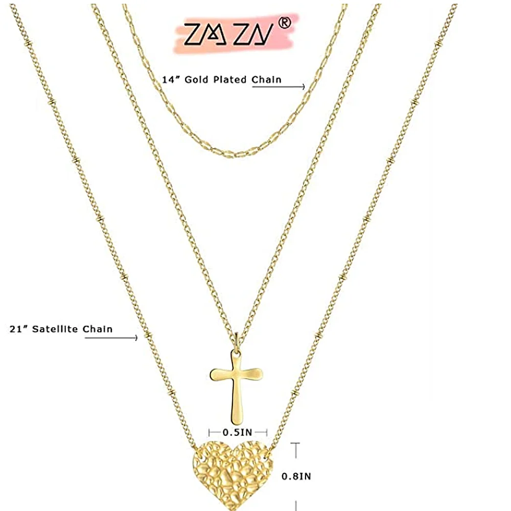 ZMZY золотой цвет минимализм луна Шарм многослойная цепочка из нержавеющей стали