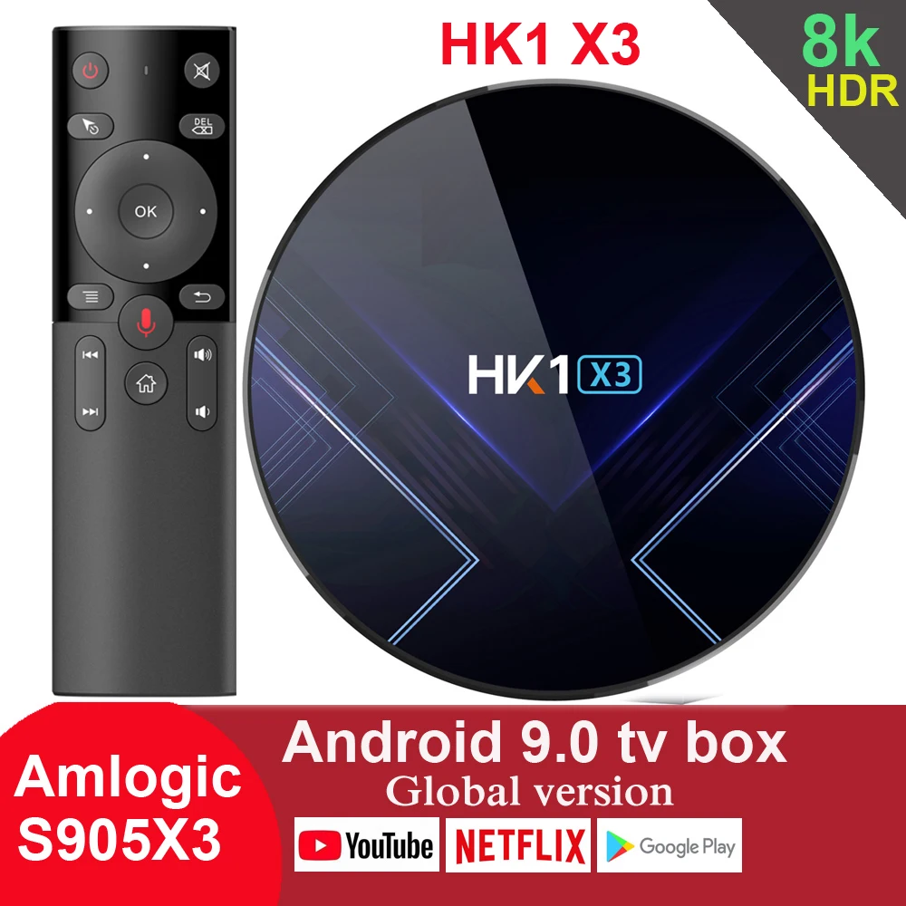 HK1 X3 Android 9,0 ТВ приставка Amlogic S905X3 4 Гб ПЗУ 64 Гб 128 Гб 8K 5G Wifi BT Youtube HDR Google Play Netfilx 1000M LAN телеприставка
