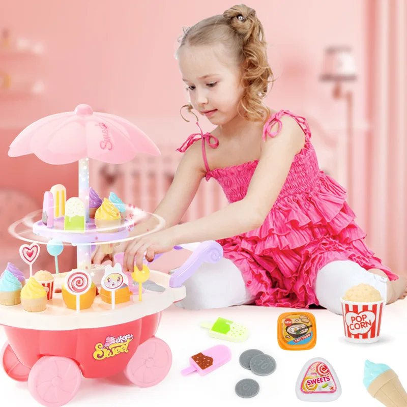 Миниатюрная тележка для девочек вращающаяся конфет магазин мороженого