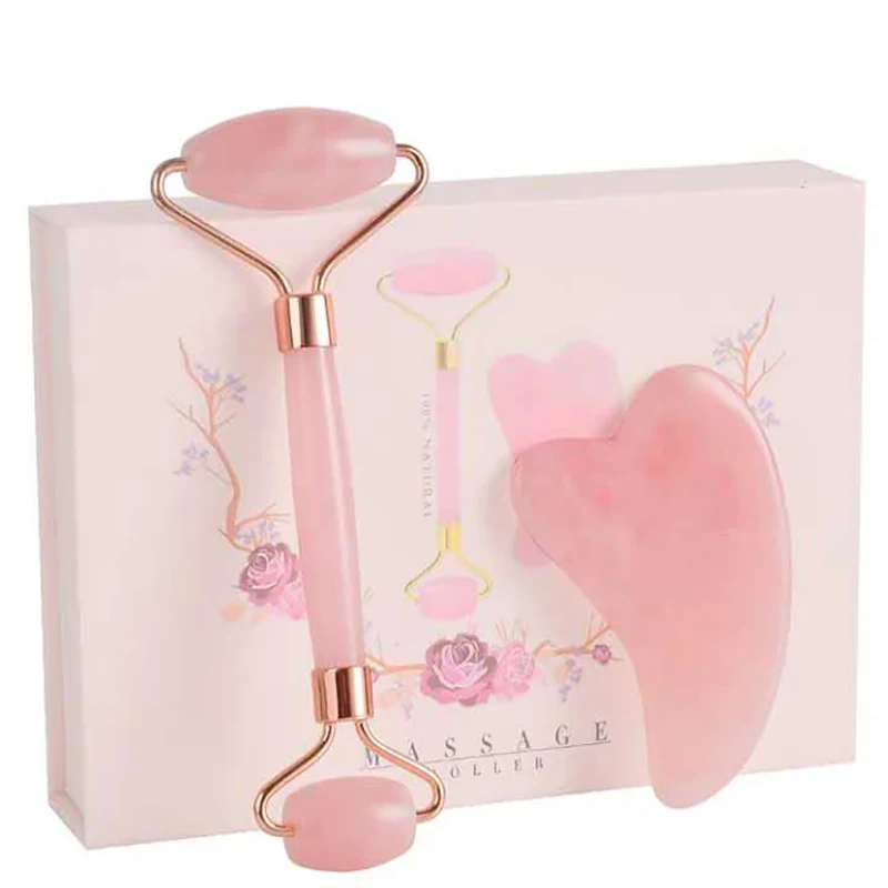 

New powder crystal jade roller facial massage device, enhance the firmness of natural jade facial massage rolling stone female