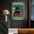 Черная кошка строчка, потому что убийства неправильно плакат с принтом Черный кот и шитья плакат, Современное украшение для дома, украшение на стену, живопись маслом