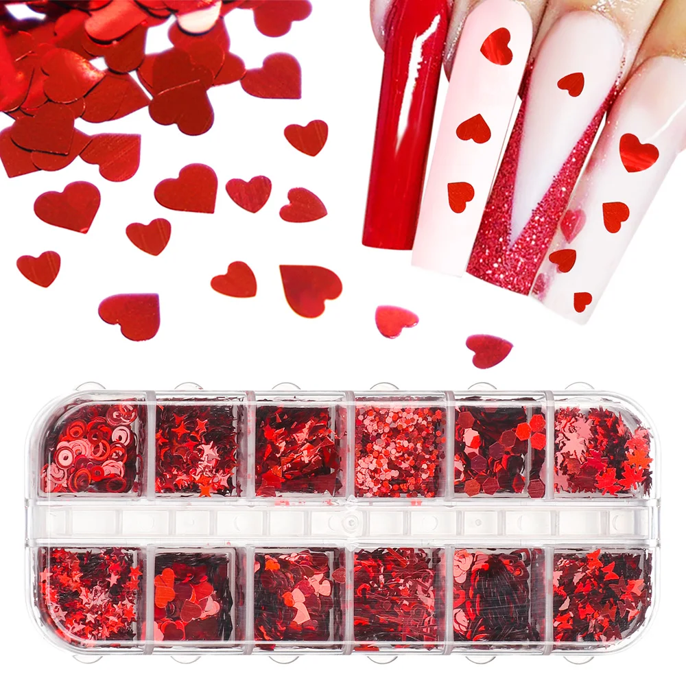 

Новинка на День святого Валентина, 12 ячеек, искусственные блестки, надпись, звезда, дизайн, потрясающая бабочка, смешанные стили