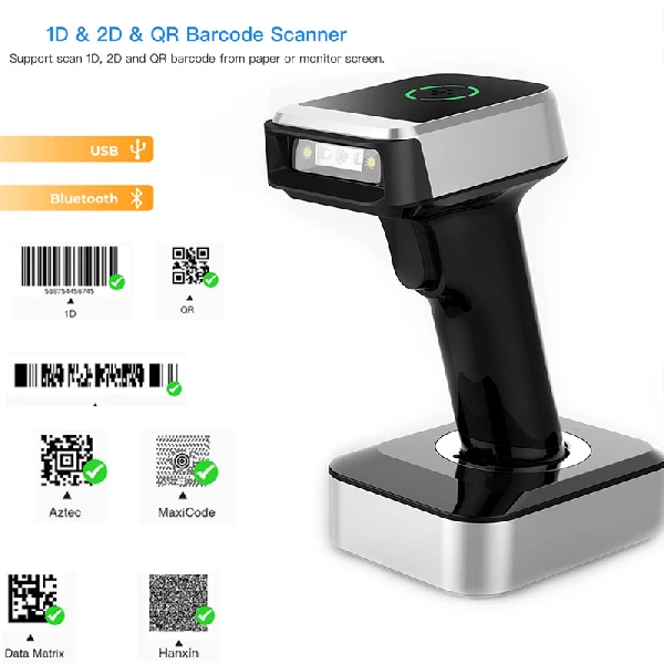 I2DBC045-BK IssyzonePOS ручной сканер штрих-кодов 2D QR сканер штрих-кода Bluetooth USB считыватель штрих-кодов поддержка PDF417 матрица данных - Цвет: I2DBC045-BK