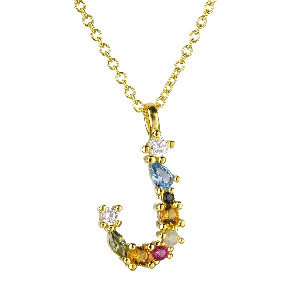Gold J Altruist 925 пробы серебро I Am Initial C P кулон Nekclace Красочный Кристалл Мини-проба Длинная цепочка регулируемое ожерелье ювелирные изделия - Окраска металла: Gold J