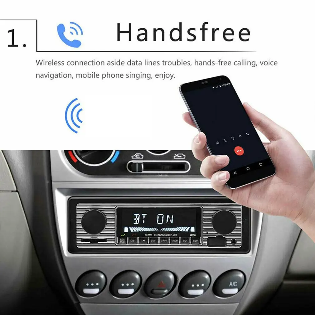 Винтажный автомобильный Bluetooth FM-радиоприемник mp3-плеер стерео USB AUX Классическая