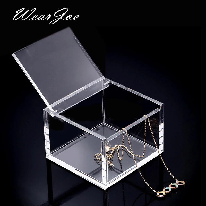 

Square Acrylic Display Case Small Transparent Jewelry Storage Box Dust Proof Clamshell Capsule Cosmetic Desktop Collectible Case