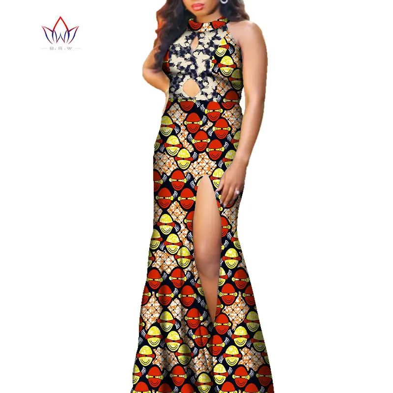 African Dresses For Women 2020 Sleeveless Dashiki Women Bazin Riche Vetement Femme Dress Ankara Bodycon Robe Longue Dress WY7569