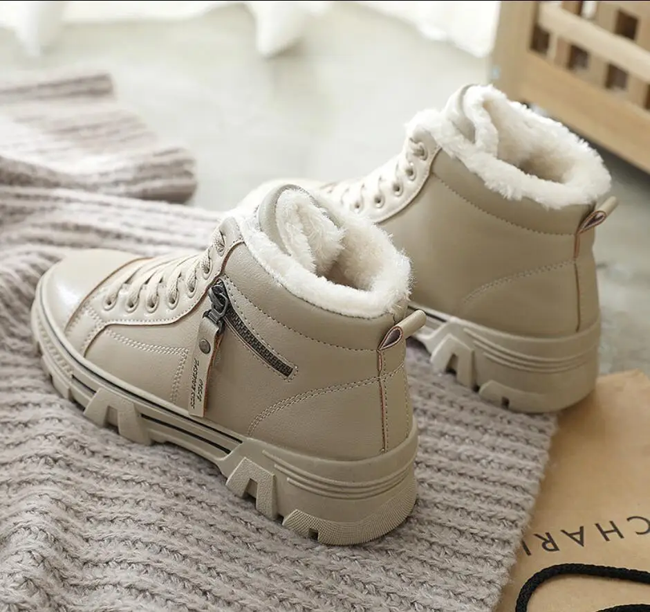 Khaki 8902 Г., женские утепленные ботинки уличная зимняя плюшевая повседневная обувь на шнуровке женские зимние ботинки обувь, zapotos mujer, теплые кроссовки - Цвет: Khaki 8902