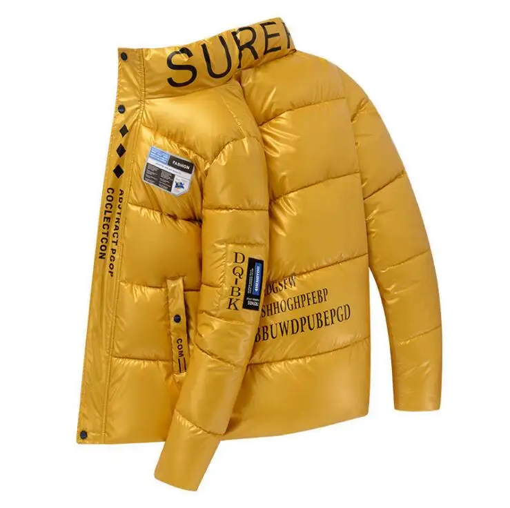 Зимняя парная куртка короткая Серебристая блестящая Мужская и Женская Толстая