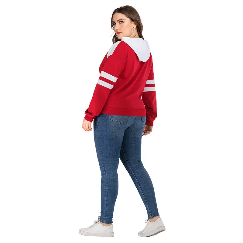 

Hoodies Women Autumn and Winter Women Hoodies European and American Plus Size Stitching Thin Long-Sleeved Hoodie Pocket