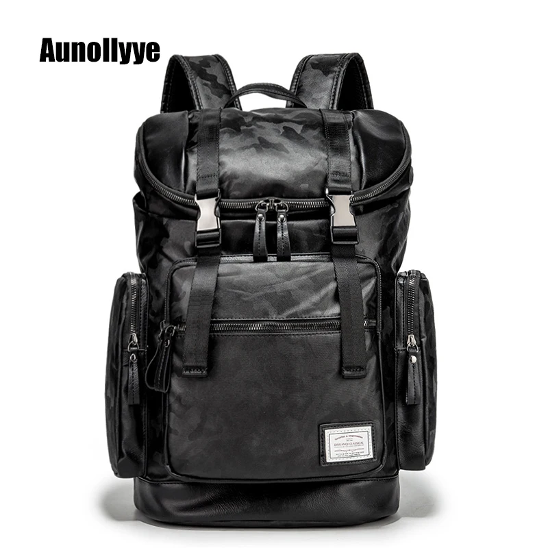 

Luxury Designer Men PU Leather Backpack Casual Outdoor Waterproof Travel Backpack Large Capacity Multi-Pocket Student School Bag