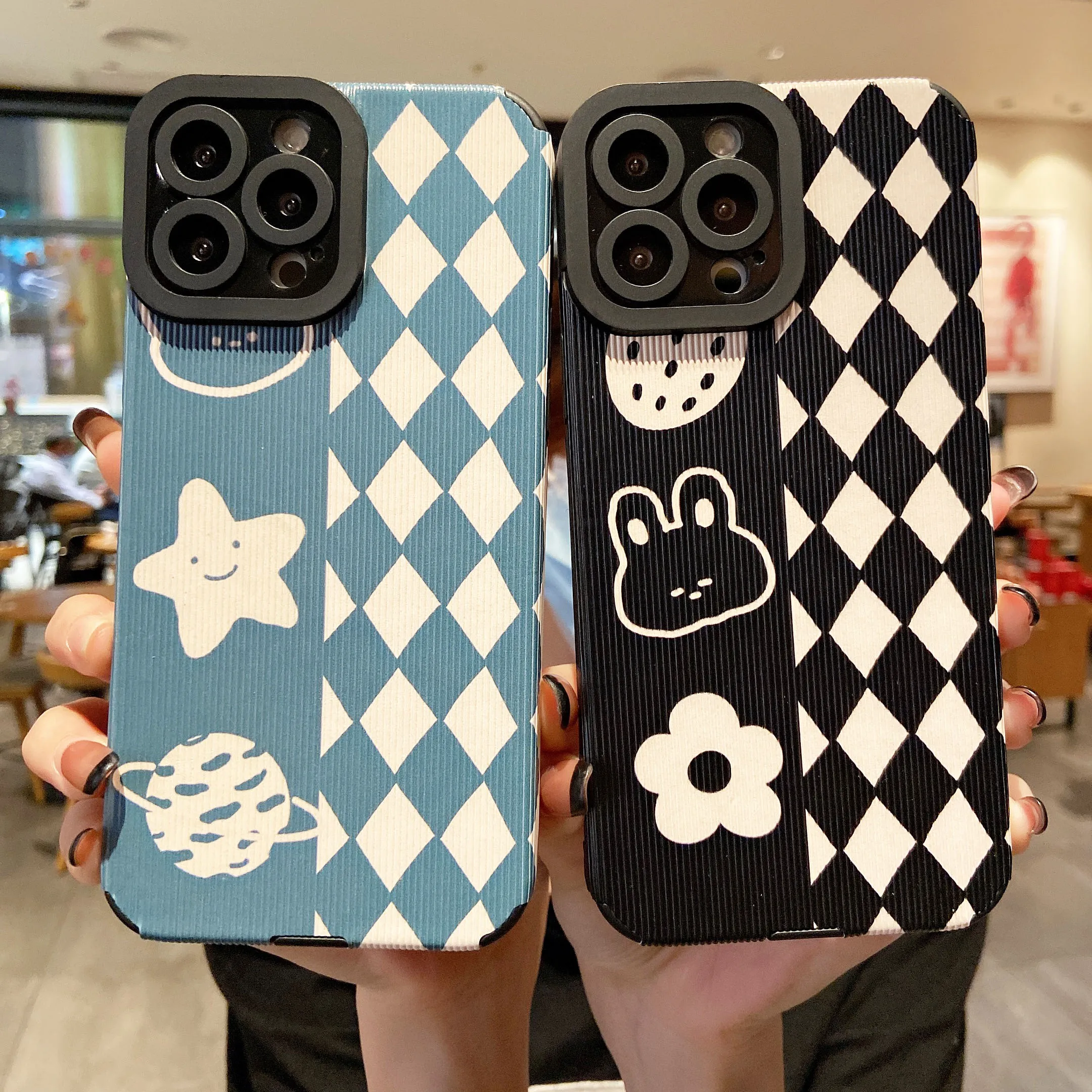 

Мультяшный сетчатый нескользящий мягкий чехол в полоску для iPhone 11 11Promax 7 8P 12Promax 12pro 13 13Promax X XS XR MAX