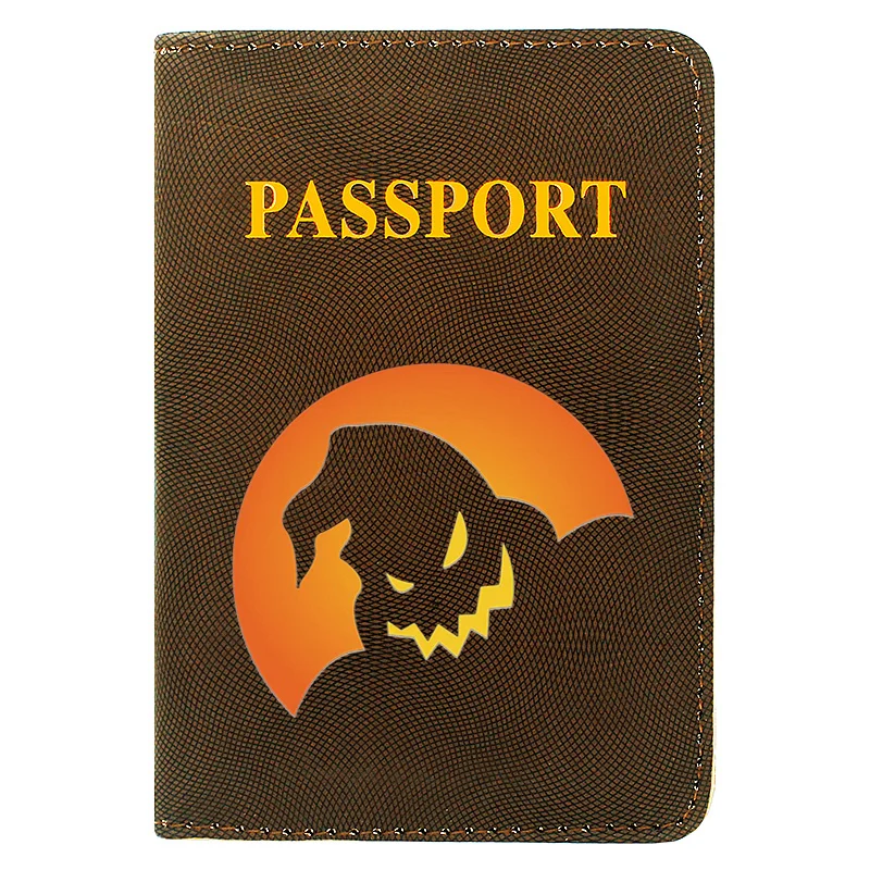 

Classic Halloween Scary Pumpkin Printing Women Men Passport Cover Passport Holder Leather Travel ID Card Holder Purse Gift