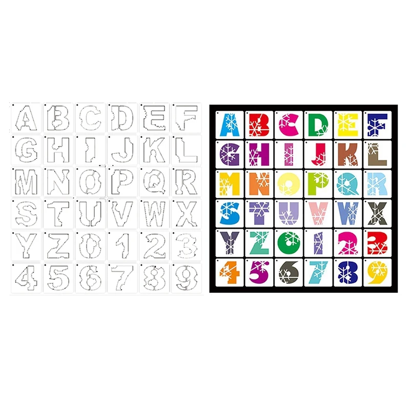 

36Pcs/Set Kids Letters Number DIY Painting Drawing Stencil Templates Snowflake Cloud Spraying Art Craft Toy