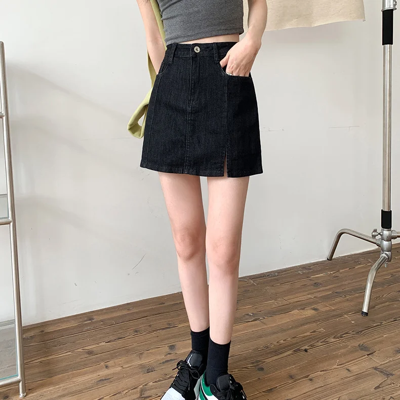 

2021 Summer Women Skirts High Waist Y2k Egirls Mini Skirt Fashion Slim A-line High Waist Vintage Bodycon Split Elastic Skirts