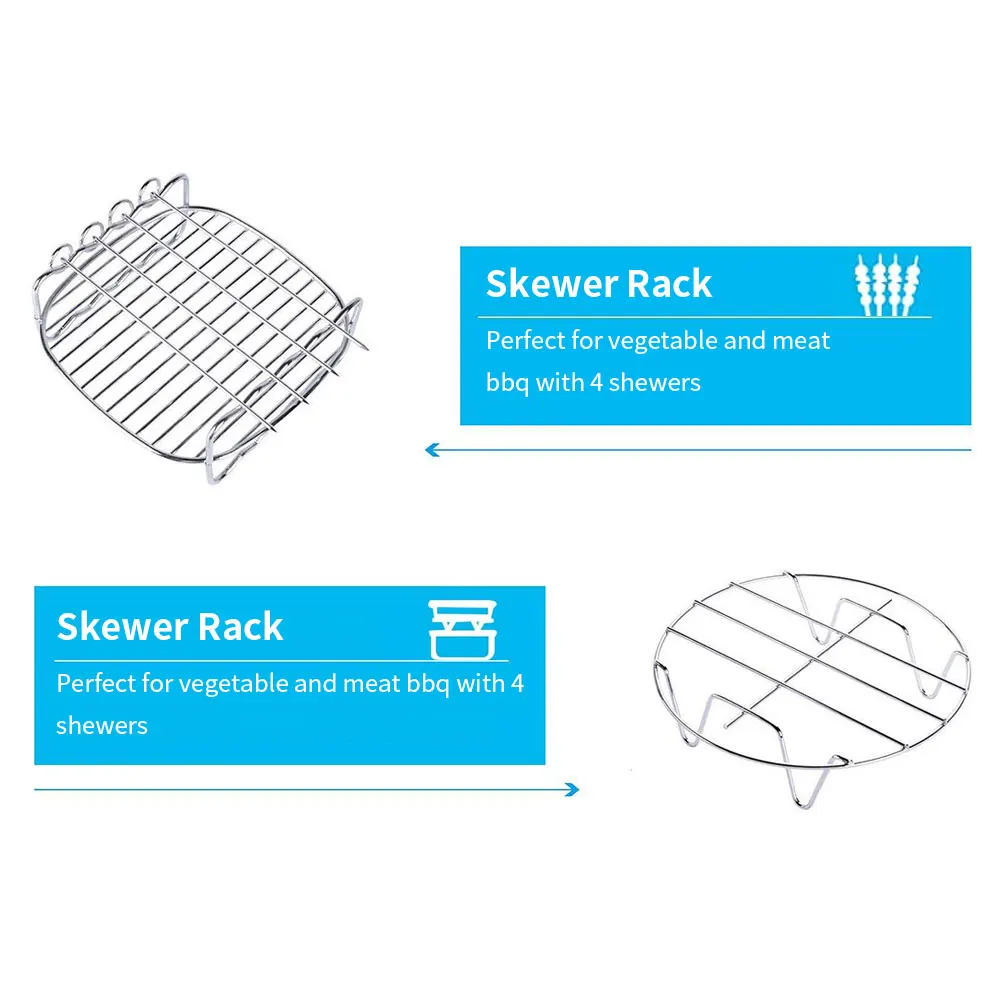 

7PCS Cooking Tools Air Fryer Accessories Non-Stick Pizza Cake Pan Safe Cupcake Tray Rack Universal Baking Kitchen Bar Tools Set