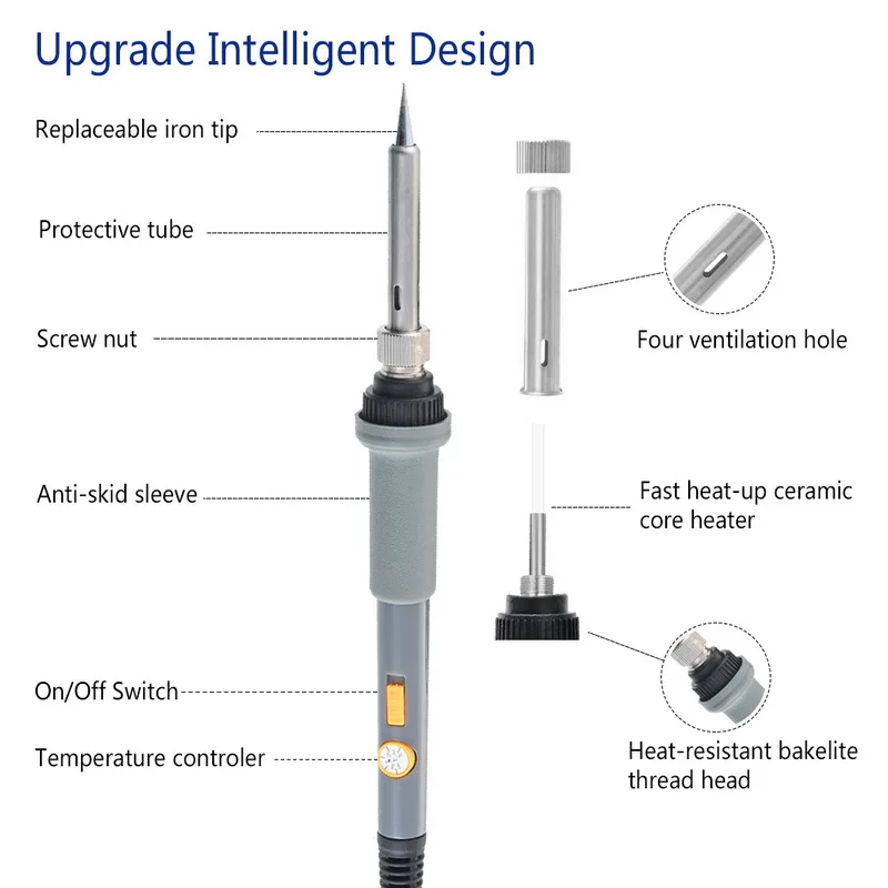 Электрический паяльник 110 В/220 В 60 Вт обновленная версия с переключателем