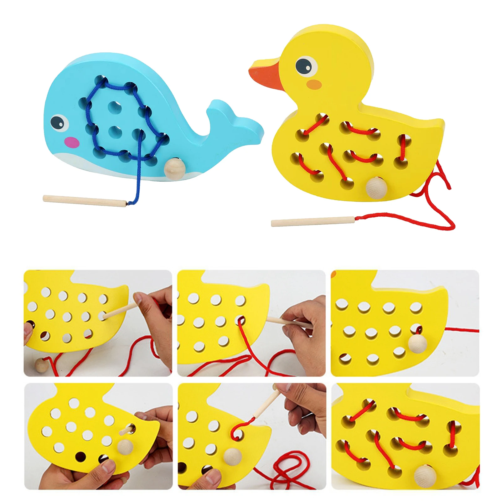 

Lacing Game Threading Kid Wooden Toy Skills Montessori Educational Baby Kids