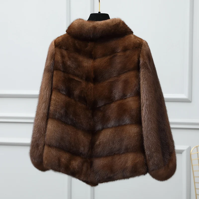 Mink fur coat short whole outer 2019 women's clothing outerwear jacket coats winter new stand collar | Женская одежда