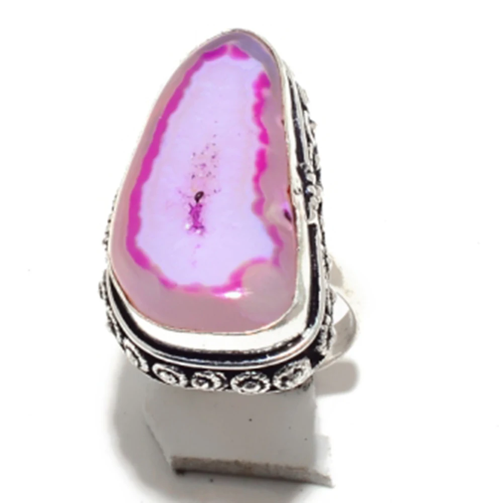 

Genuine Solar Agate Ring Silver Overlay over Copper , Hand Made Women Jewelry gift , Size: 8