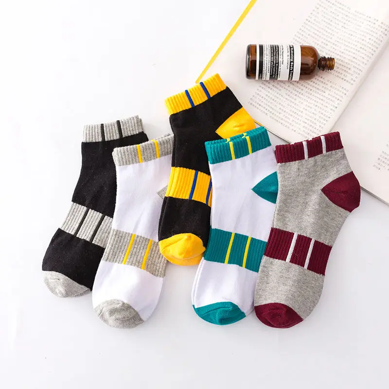 5 pairs/lot New style Quality Spring summer sports socks men junior middle school students four seasons sweat absorption socks