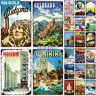 SQ-DGLZ Москвы металлический знак винтажная табличка Настенный декор для бара страна пластина жестяная вывеска для путешествий WAIKIKI плакат