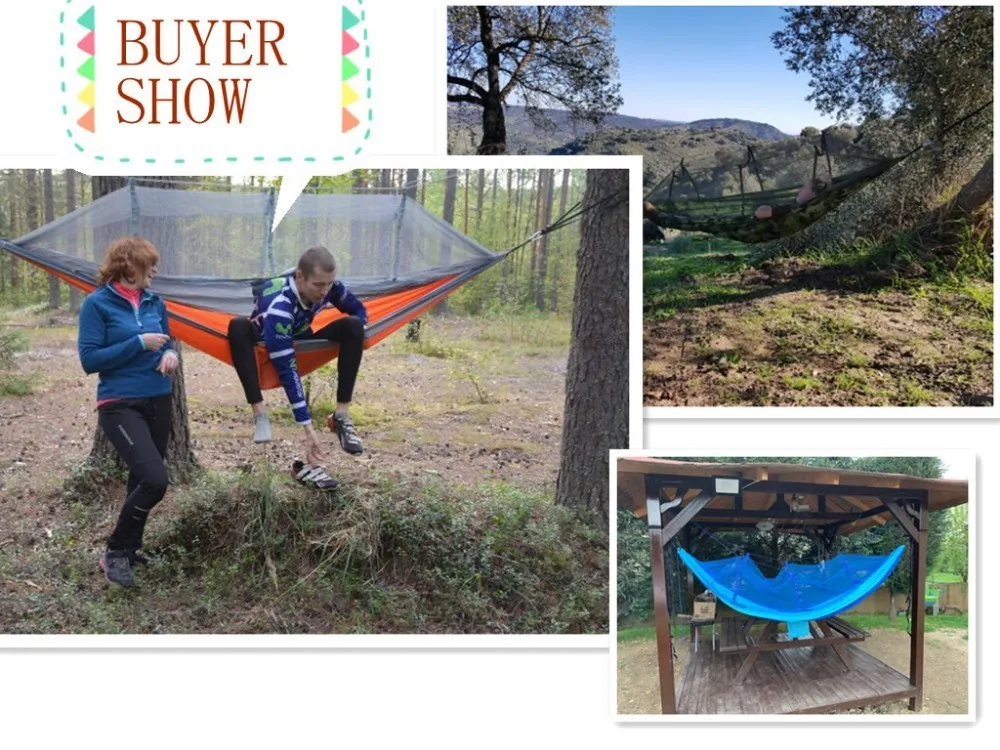 

1-2 Person Portable Outdoor Camping Hammock With Mosquito Net High Strength Parachute Fabric Hanging Bed Hunting Sleeping Swing