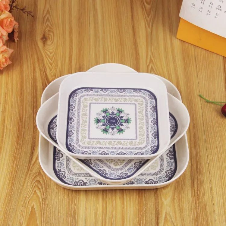 Западной Еда на Высоком толстом квадратном Закуски Блюдо меламиновая Пластик