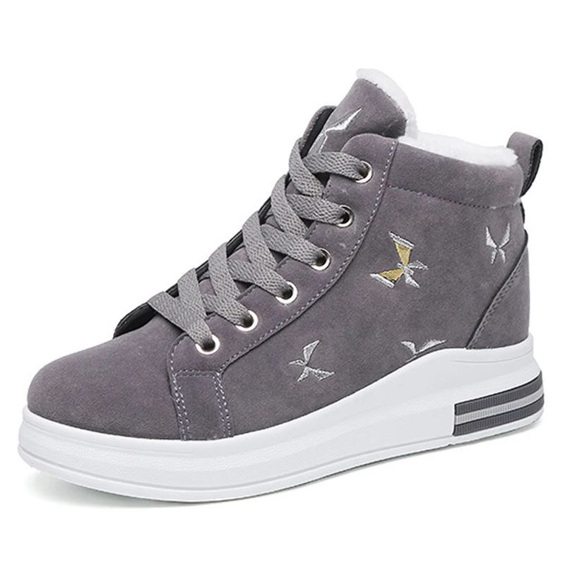 

2021 Platform Women Sneakers Winter Warm Plush Shoe Ladies Casual Vulcanize Shoes Fashion Increase Flat Walking Zapatillas Mujer