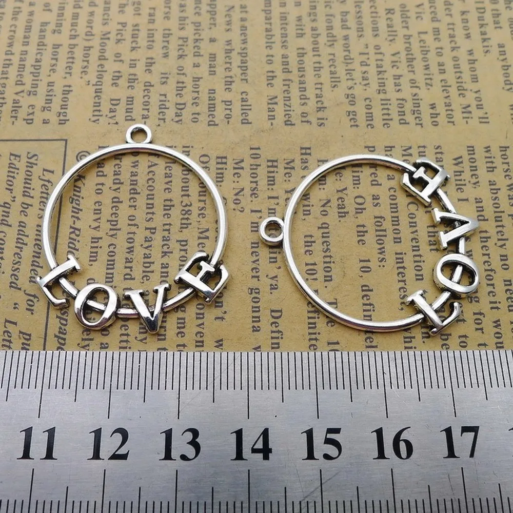 

100pcs Love Charms 30mm x 35mm DIY Jewelry Making Pendant antique silver color