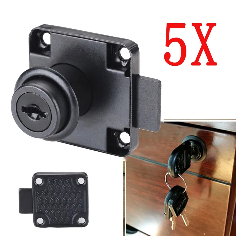 

5 Sets Drawer Locks Cabinet Lock with Key Thicker Latch Bolt Steel Mailbox Letter Box Office Home Security Furniture Hardware