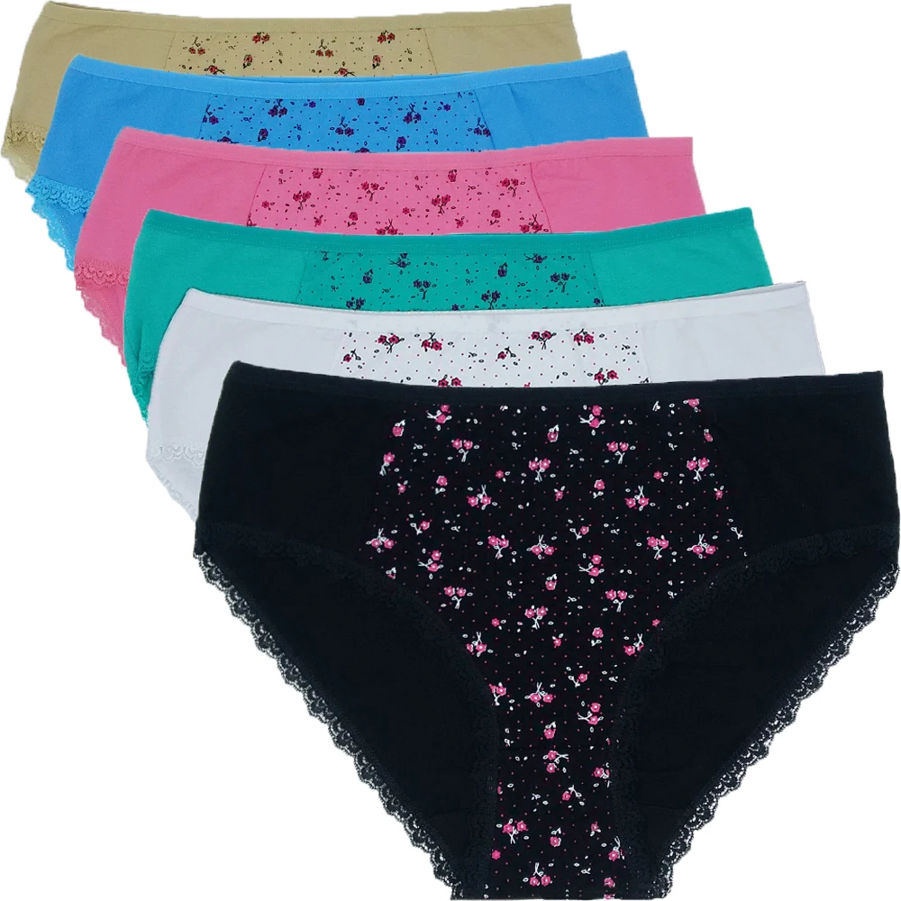 

Women Panties Plus Size 4XL High Waist Print Panty Women's Floral Lingerie Briefs Ladies Sexy underpants Underwear 6pcs/set