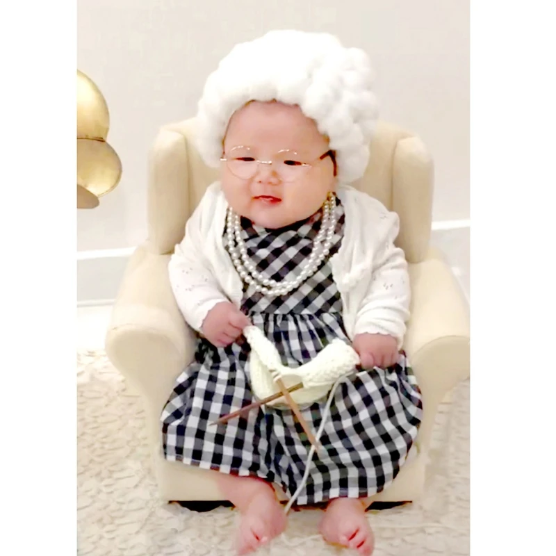 

Funny Baby Photography Prop Costume Infant Girls Cosplay Grandma Clothes Outfits 40JC