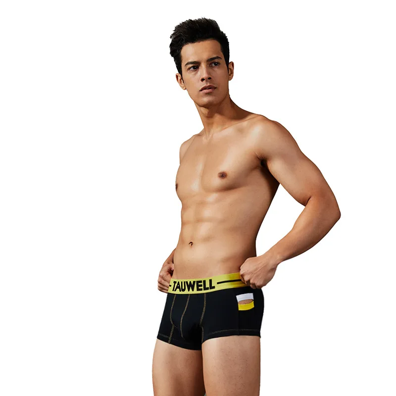 TAUWELL Men's Underwear Boyshort Trend Cotton Breathable Fashion U-pouch Bag Push Up Sexy Youth Personality Boxers | Мужская одежда