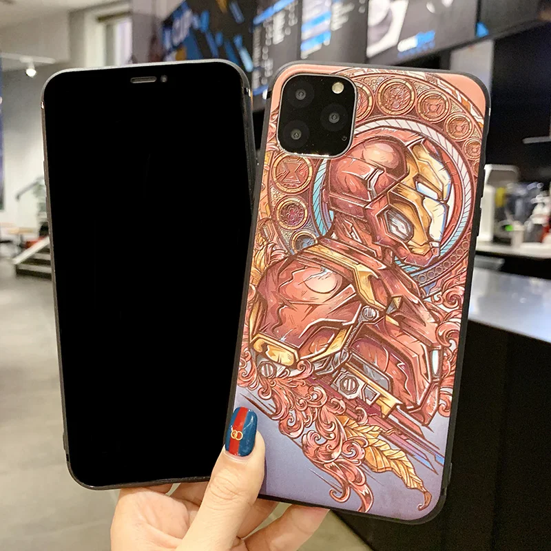 Модный мягкий ТПУ чехол с 3D изображением Железного человека Капитана Америки для iPhone 6S 7 8 plus 11 pro Xs Max XR чехол для телефона