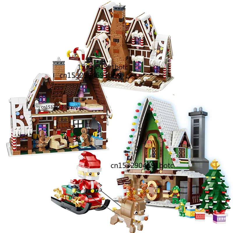 

2021 новый Санта Клаус имбирный домик Рождественская елка сани олень строительные блоки Обучающие игрушки рождественские подарки