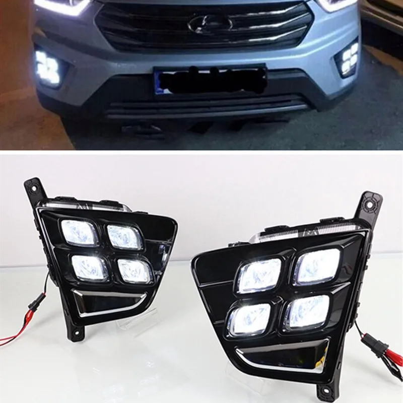 

2 шт 12V Светодиодный дневной светильник DRL Противотуманные светильник s туман светильник головной светильник день Святого светильник для Hyundai IX25 Creta 2014 2015 2016