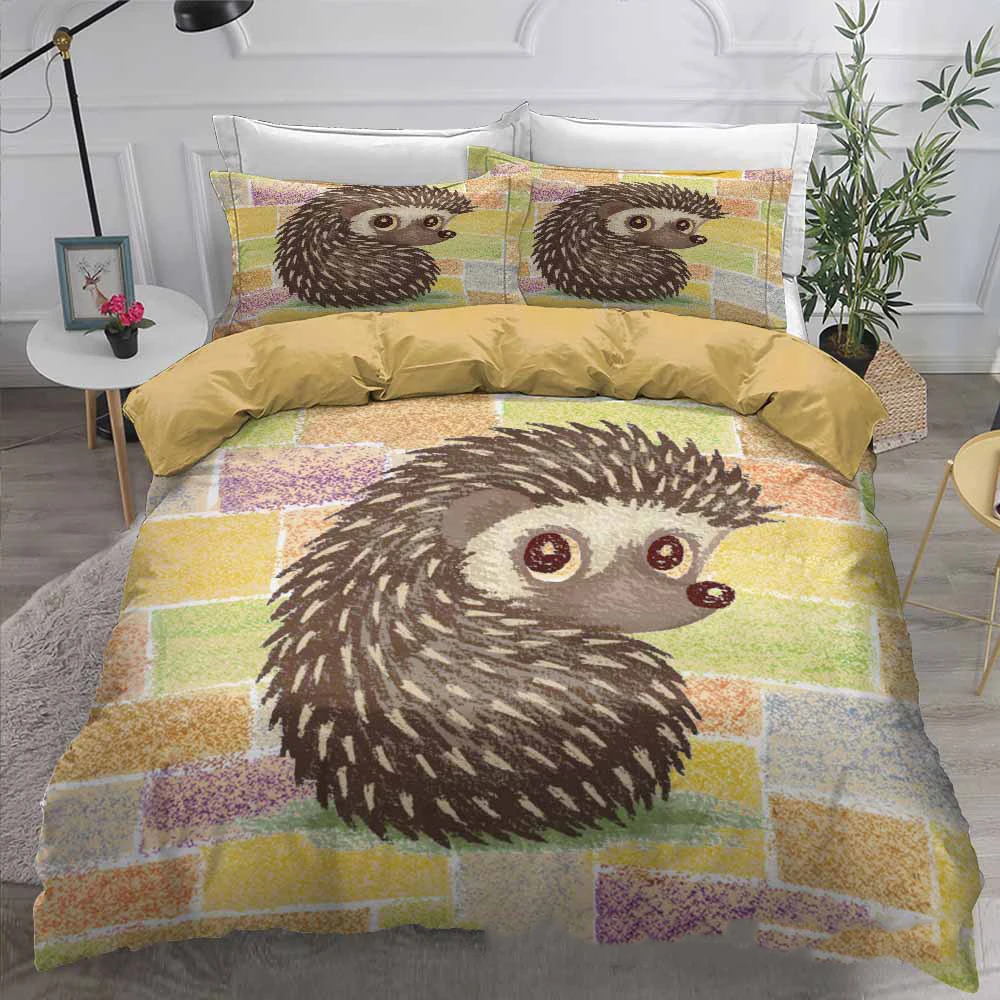 

Home Textiles Cute Hedgehog Quilt Cover Cartoon Kids Bedding Set Animal Pattern Printing 2/3pcs Duvet Cover And Pillowcase