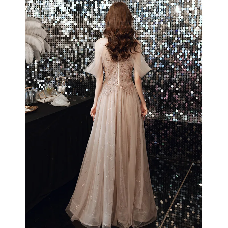 

Champagne Evening Dress Fairy Bridesmaid Dress Fantasy Forest New Banquet Temperament Long Style Bridesmaid Dress