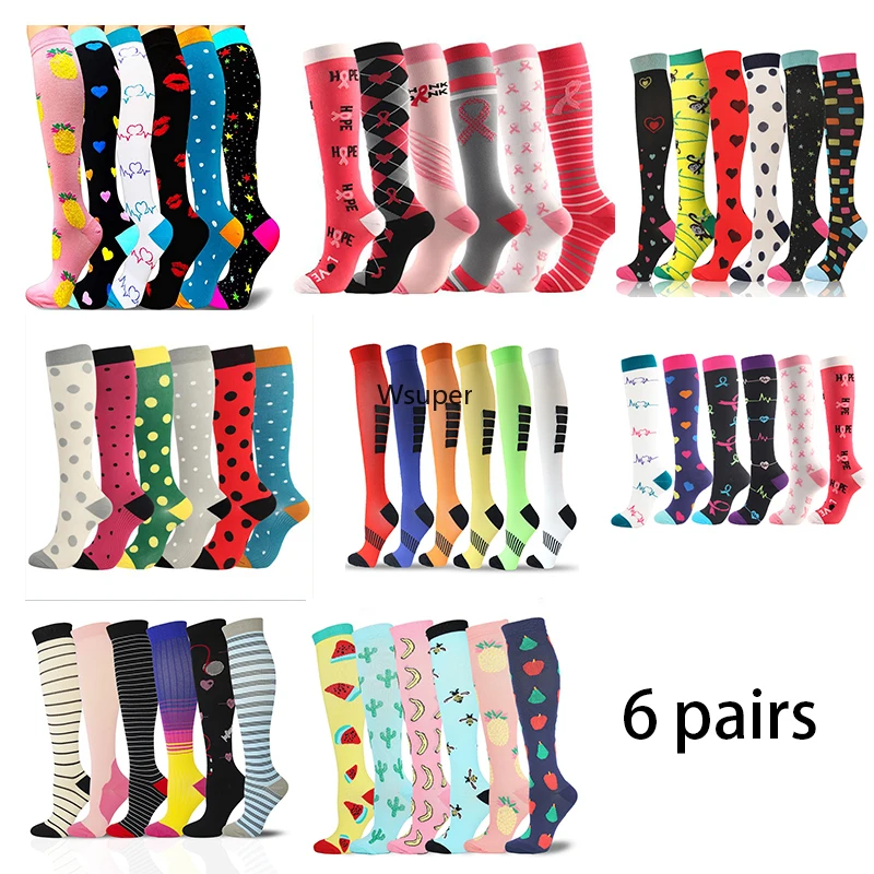 Compression Socks Wholesale Nurse Women Sports Socks 6 PAIRS Nurse Sport Running Football Socks Cycling Running Thigh High Sport