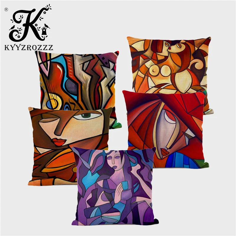 Современная наволочка в абстрактном стиле арт деко Пикассо с абстрактным