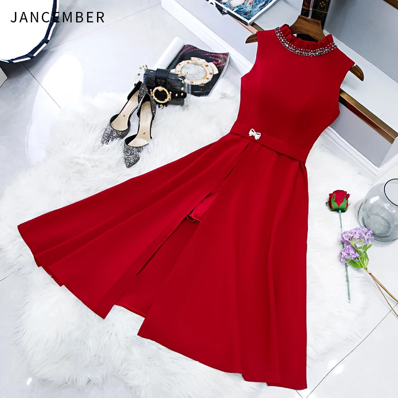 WLN18502 janceber 2020 coctail платье без рукавов o образным вырезом длиной до колена на молнии