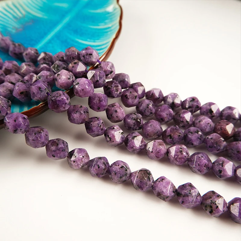 

Natural Semi-precious Stone Faceted Purple Dragon Crystal Loose Beads For Bracelet Jewelry Making 10mm Diy