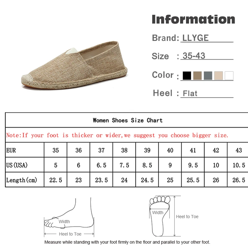 

QIWN 2021Embroider Women Sewing Flax Shoes Slip on Loafers Casual Shoes Woman Espadrilles Hemp Canvas Flat Shoes Plus Size 35-45